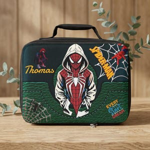 Spider-Man Hooded Hero Lunch Bag | Personalized Name, Web Graphic image 3