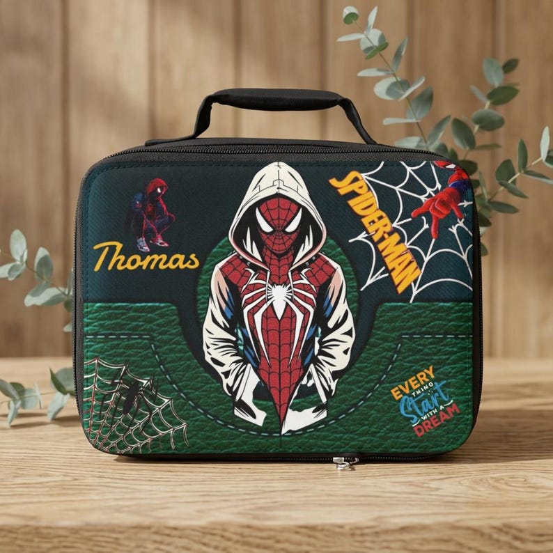 Spider-Man Hooded Hero Lunch Bag | Personalized Name, Web Graphic image 3