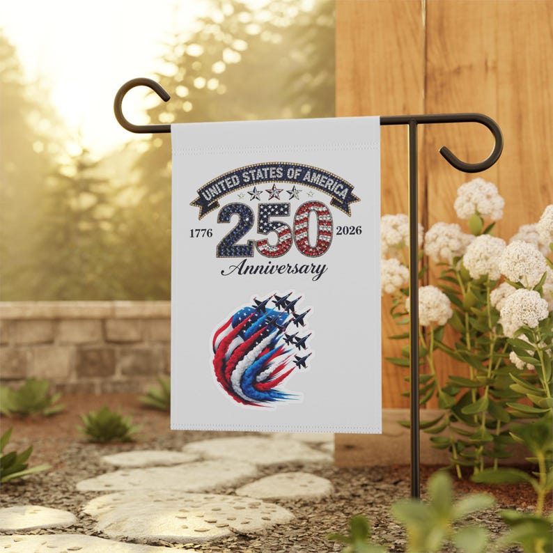 United States 250th Anniversary Garden Banner | Patriotic USA Flag Jets image 3