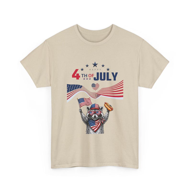 USA 250 Years Patriotic Raccoon 4th of July Tee | American Flag, Fireworks image 3
