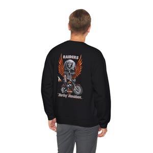 Raiders Skull Motorcycle with Wings Crewneck Sweatshirt | Harley Davidson Style image 16