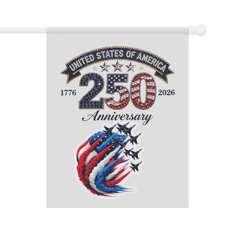 United States 250th Anniversary Garden Banner | Patriotic USA Flag Jets image 7