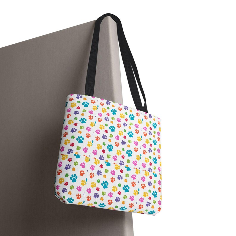 Colorful Paw Print Tote Bag | Playful Pet Lover Accessory image 8