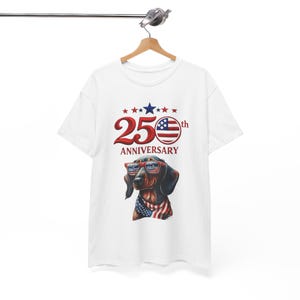25th Anniversary Patriotic Dachshund T-Shirt | American Flag Dog image 9