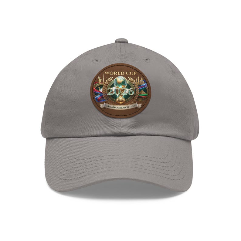 World Cup 2026 Soccer Ball Leather Patch Dad Hat | Round Patch Cap image 11