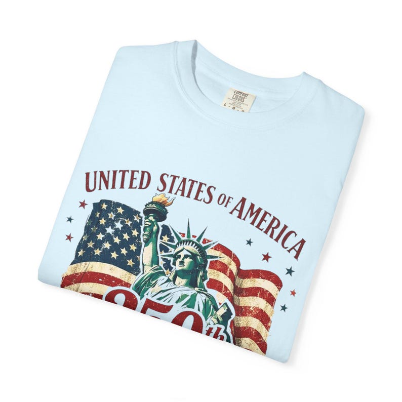 250th Anniversary Statue of Liberty American Flag T-shirt | July 4th Celebration image 13