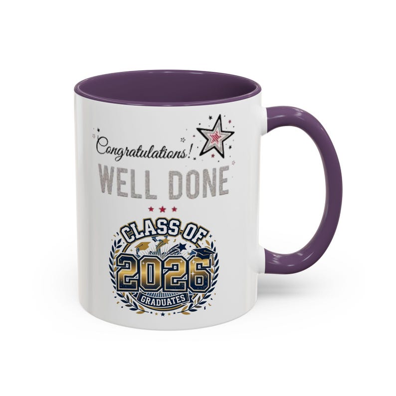 Klasse von 2026 Abschluss Herzlichen Glückwunsch Tasse | Akzent-Kaffeebecher Bild 1