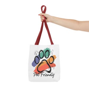 Colorful Paw Print Pet Friendly Tote Bag | Animal Lover Tote image 7