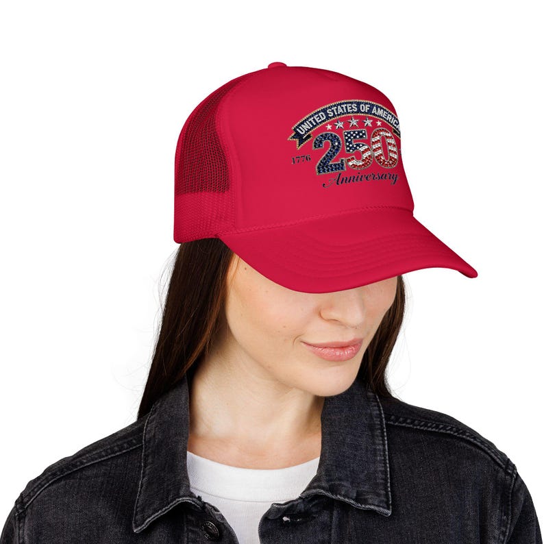Casquette trucker 250e 250e anniversaire des États-Unis | 1776-2026 Chapeau patriotique en mousse image 13