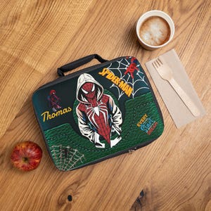 Spider-Man Hooded Hero Lunch Bag | Personalized Name, Web Graphic image 4
