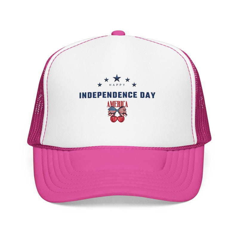Independence Day America Skull Foam Trucker Hat | 4th of July Patriotic Stars image 1