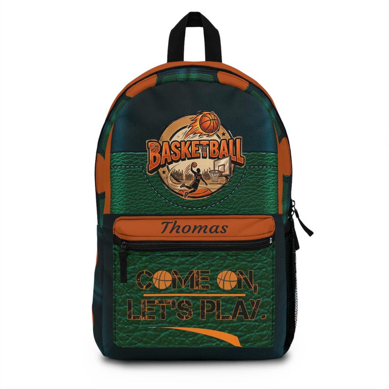 Basketball Backpack - 'Come On, Let's Play' Personalized Sports School Bag image 1