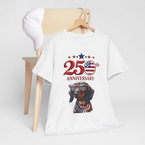 25th Anniversary Patriotic Dachshund T-Shirt | American Flag Dog image 10