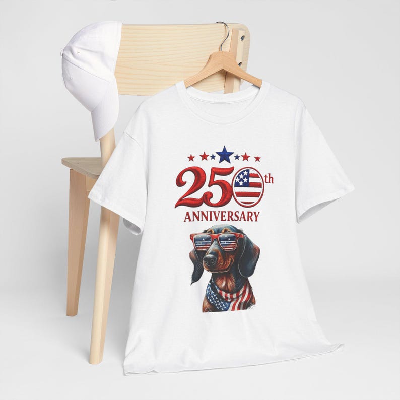 25th Anniversary Patriotic Dachshund T-Shirt | American Flag Dog image 10