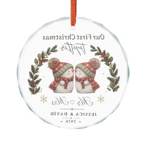Snowman Couple Ornament | Personalized Crystal Glass for Our First Christmas image 5