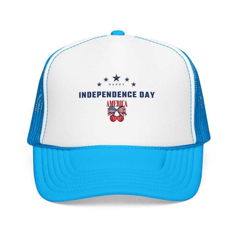 Independence Day America Skull Foam Trucker Hat | 4th of July Patriotic Stars image 3