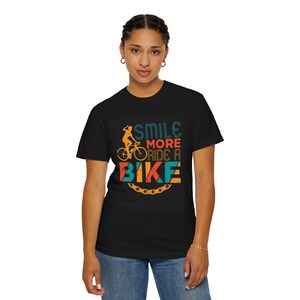 Smile More Ride A Bike T-Shirt | Cycling Typography, Retro Bike Graphic image 10