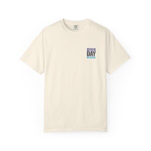 Happily Retired graphic T-shirt | Seven Day Weekend pocket design image 14