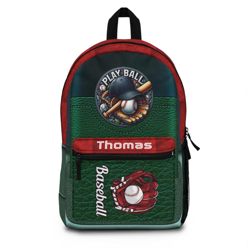 Play Ball Baseball Backpack | Personalized Name Sport School Bag image 1