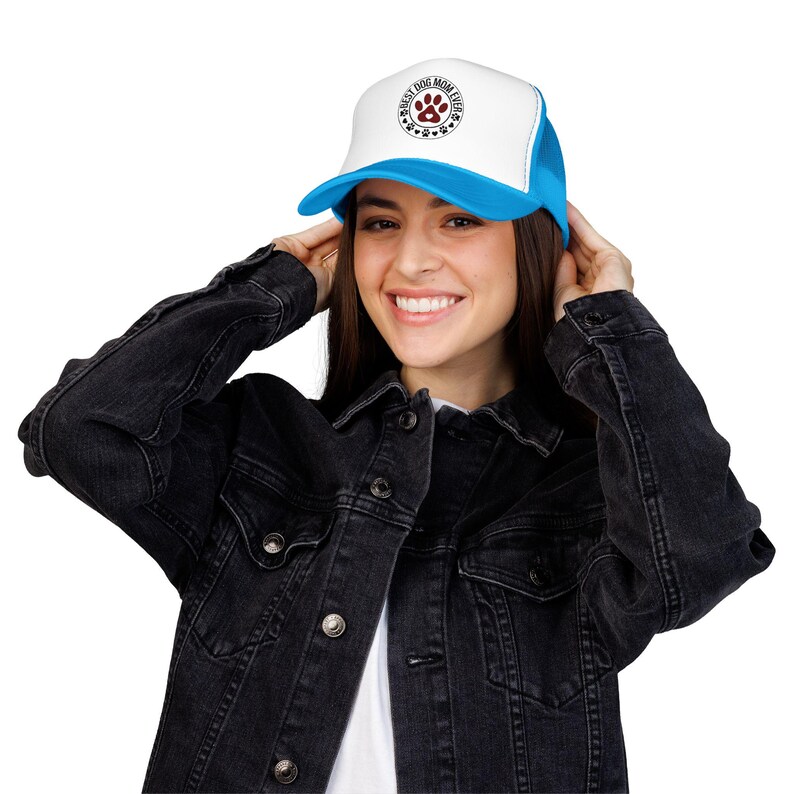 Best Dog Mom Ever paw print Foam Trucker Hat | Dog Lover trucker cap image 6