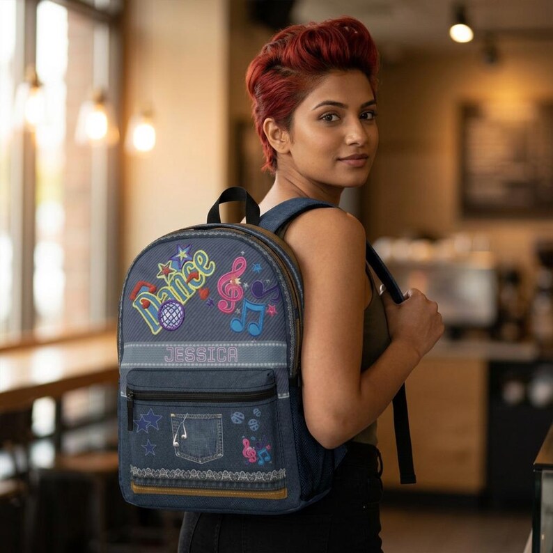 Personalisierter Tanz-Jeansrucksack | Bestickter Kinderrucksack mit Namen Bild 2