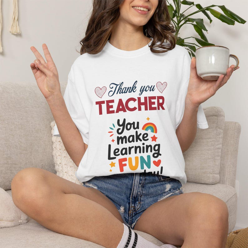 Teacher Appreciation T-Shirt | You Make Learning Fun, Garment-Dyed Cotton Tee image 1
