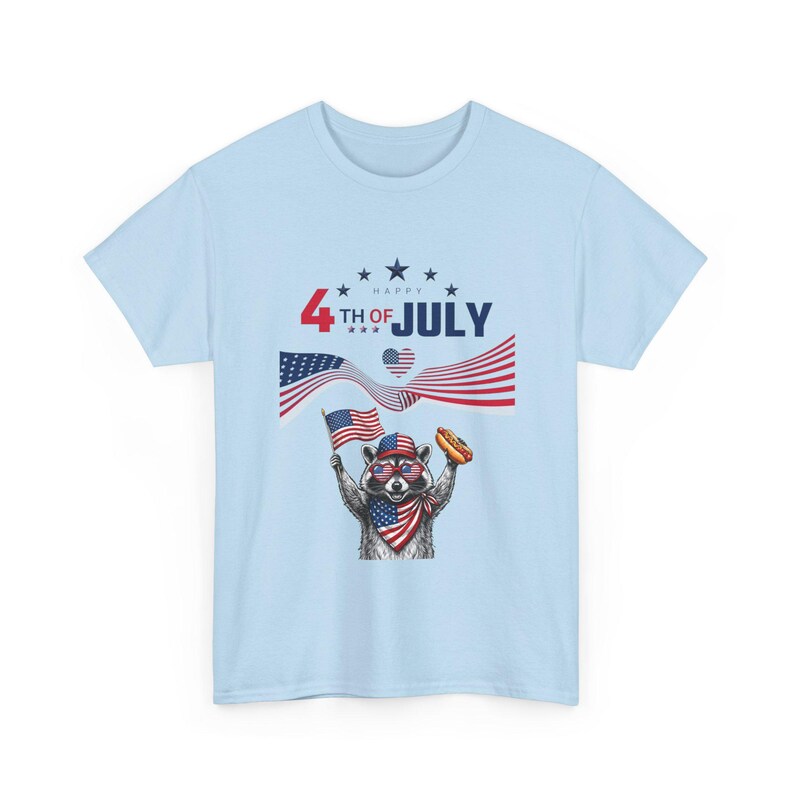 USA 250 Years Patriotic Raccoon 4th of July Tee | American Flag, Fireworks image 4