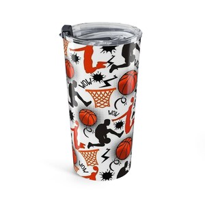 Back To Schol stainless steel body,Basketball Pattern Tumbler 20oz | Sport, Ball, Player Silhouettes image 4