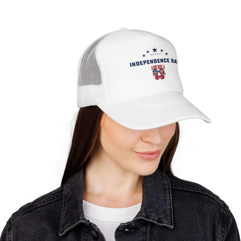 Independence Day America Skull Foam Trucker Hat | 4th of July Patriotic Stars image 18