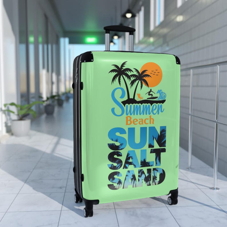 Summer Beach Sunset palm trees suitcase | Sun Salt Sand travel luggage image 6