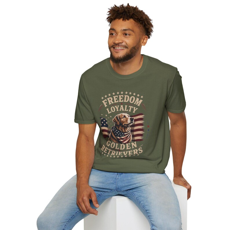 Freedom Loyalty Golden Retriever T-Shirt | American Flag Dog Tee image 16