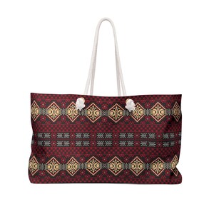 Weekendväska med tribalt geometriskt mönster | Boho Aztec-resetos bild 3