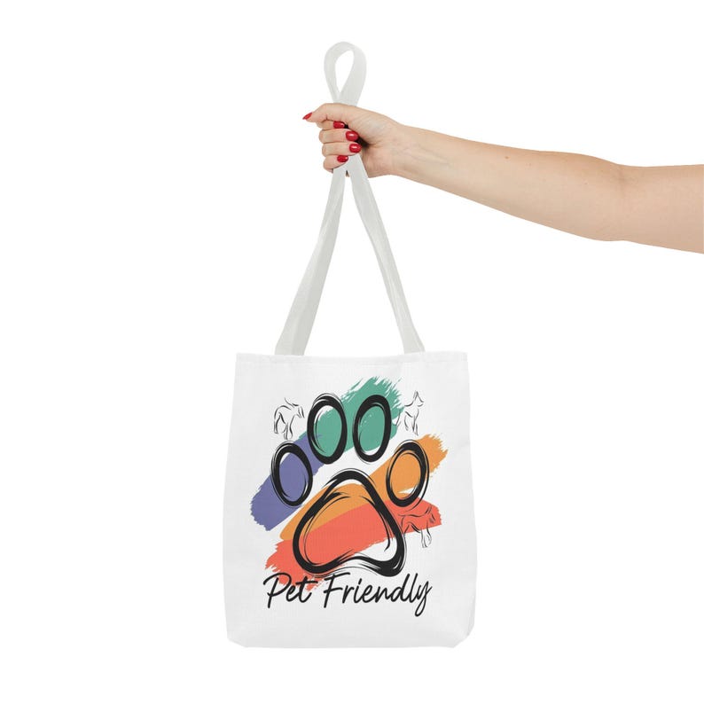 Colorful Paw Print Pet Friendly Tote Bag | Animal Lover Tote image 15