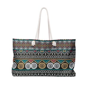 Boho Tribal Pattern Weekender Bag | Aztec Chevron Travel Tote image 2