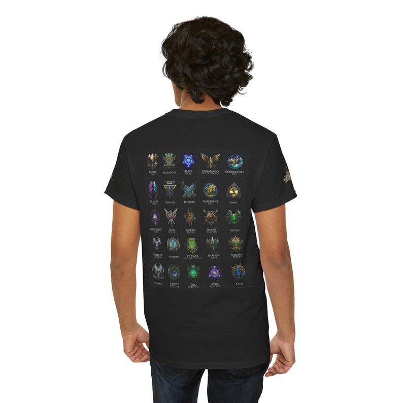 Jeu PC avec logo League of Legends Wild Rift | T-shirt imprimé emblèmes classés dans le dos image 12
