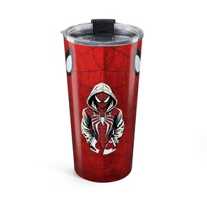 Tumbler met spinnenhoodie-illustratie | Gepersonaliseerde roestvrijstalen reisbeker van 590 ml afbeelding 5