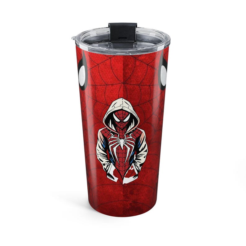 Tumbler met spinnenhoodie-illustratie | Gepersonaliseerde roestvrijstalen reisbeker van 590 ml afbeelding 5
