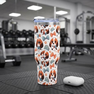 Beagle-Gesicht-Trinkbecher | 1,2-Liter-Edelstahl-Reisebecher mit Henkel Bild 3