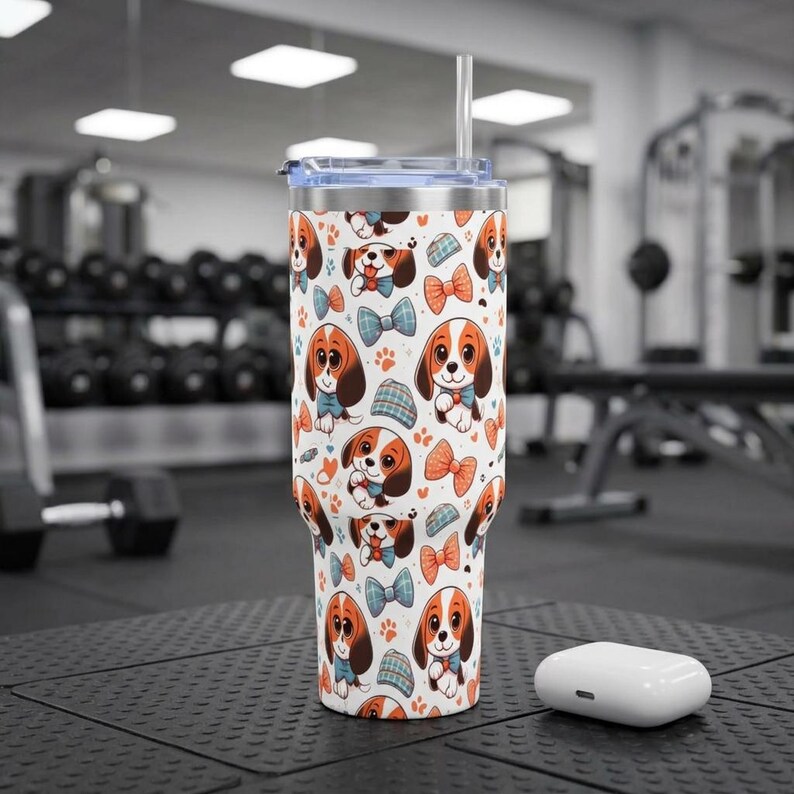 Beagle-Gesicht-Trinkbecher | 1,2-Liter-Edelstahl-Reisebecher mit Henkel Bild 3