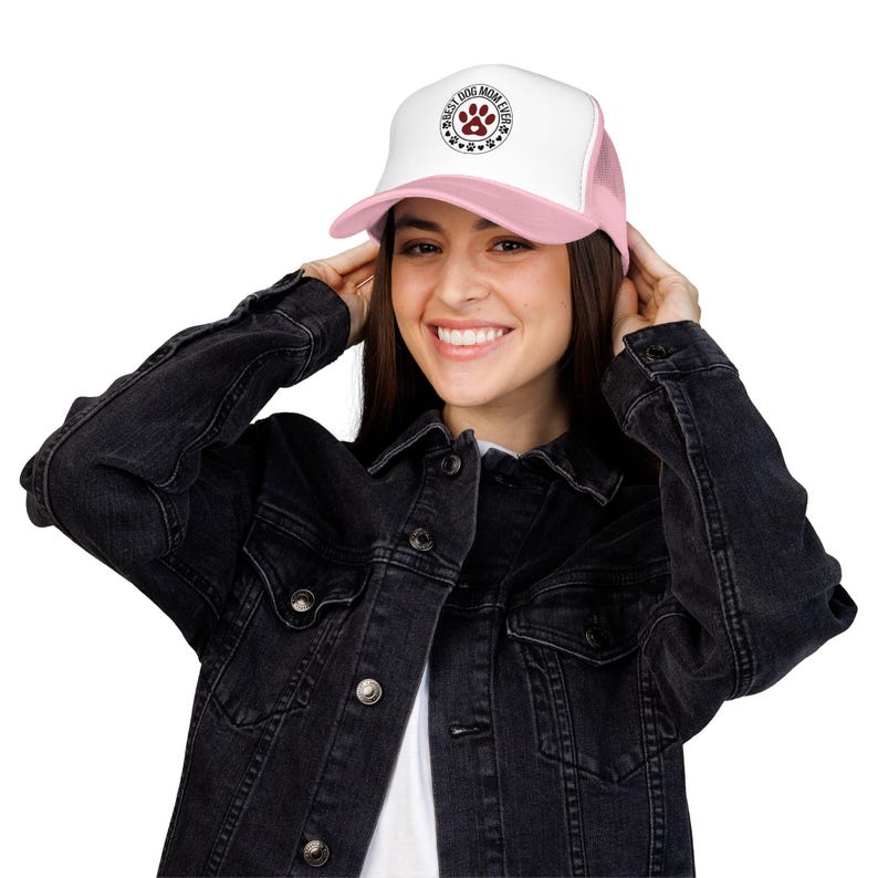 Best Dog Mom Ever paw print Foam Trucker Hat | Dog Lover trucker cap image 20