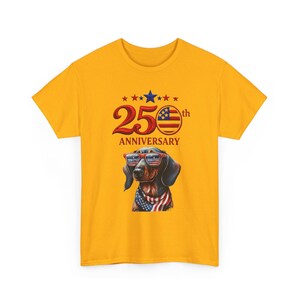 25th Anniversary Patriotic Dachshund T-Shirt | American Flag Dog image 4