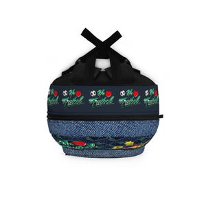 Personalisierter Fußball-Rucksack mit Denim-Muster, Fußball-Design Bild 4
