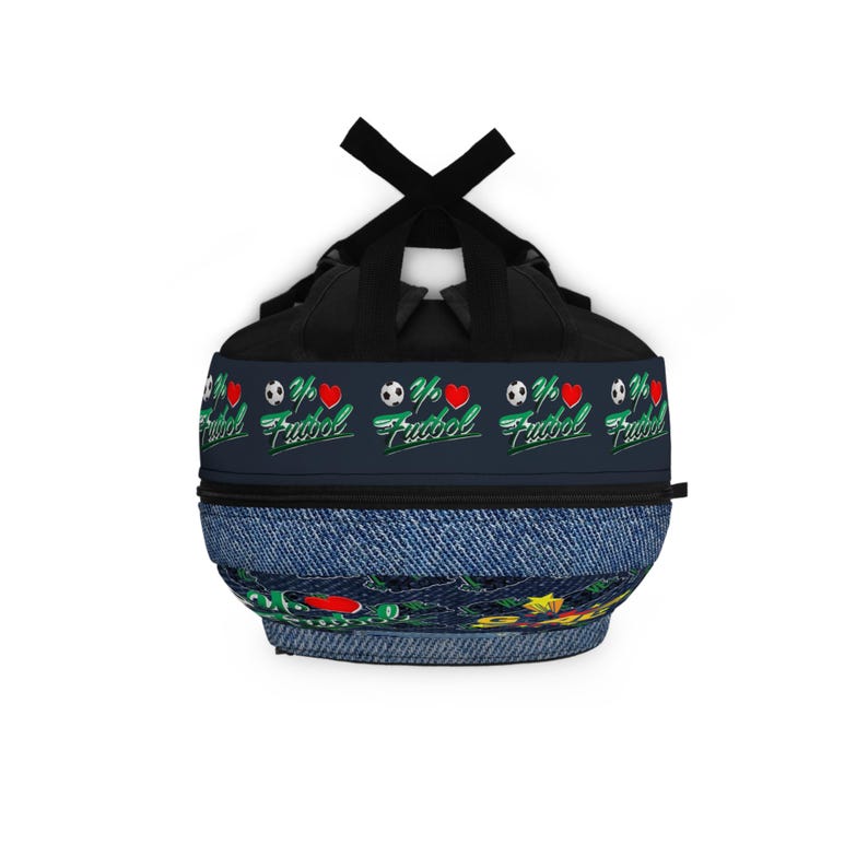 Personalisierter Fußball-Rucksack mit Denim-Muster, Fußball-Design Bild 4