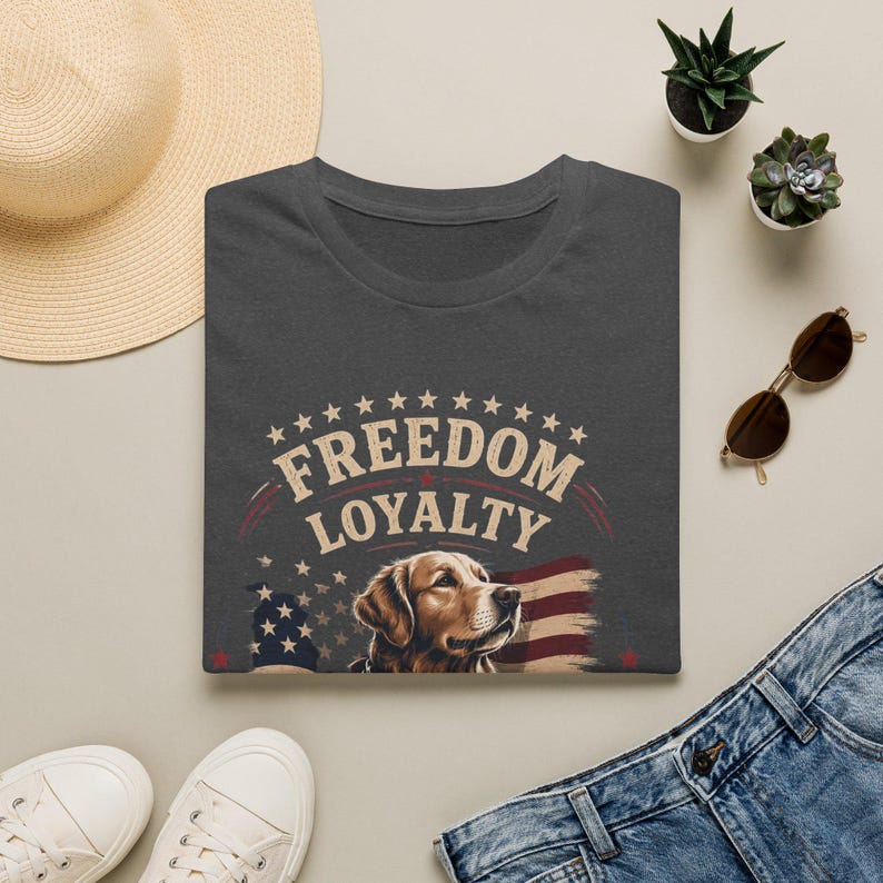 Freedom Loyalty Golden Retriever T-Shirt | American Flag Dog Tee image 7