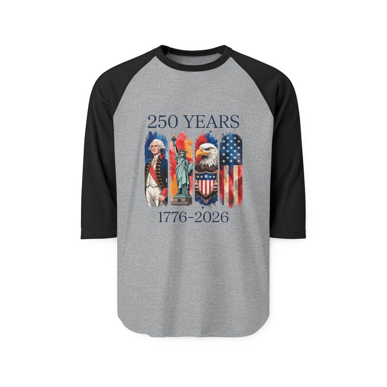 250 años 1776-2026 Camiseta raglán con motivos nativos americanos y bandera / Bicentenario Americana imagen 8