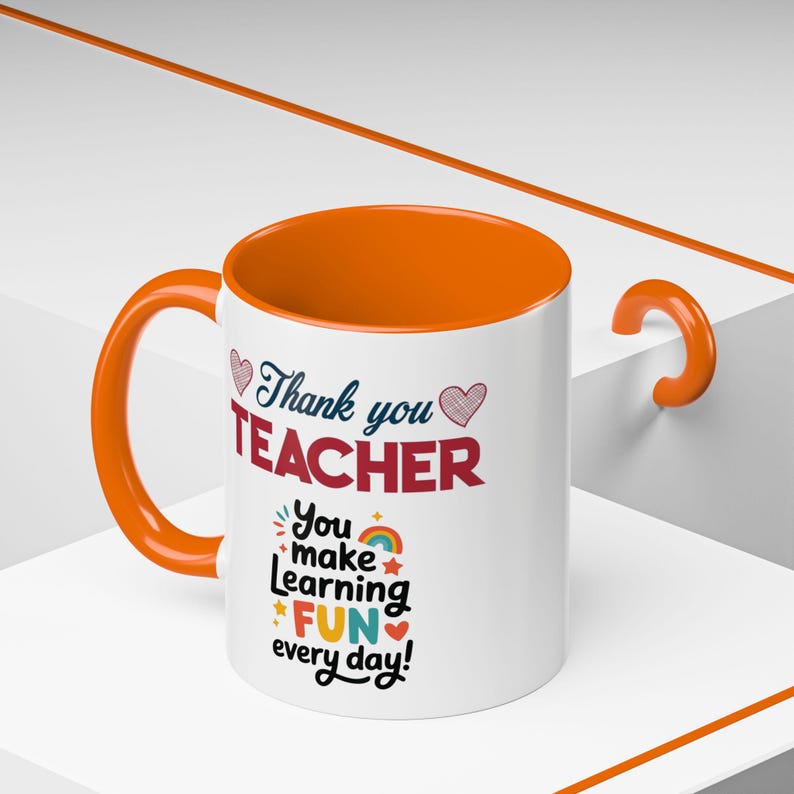 Thank You Teacher Mug | You Make Learning Fun Every Day Accent Coffee Cup image 16