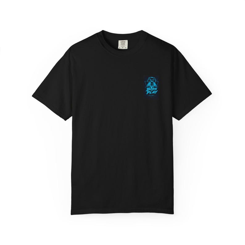 Gamer Hoodie Grafisk T-shirt | Neonblå Arcade-logotyp, Spela Kämpa Vinn bild 4