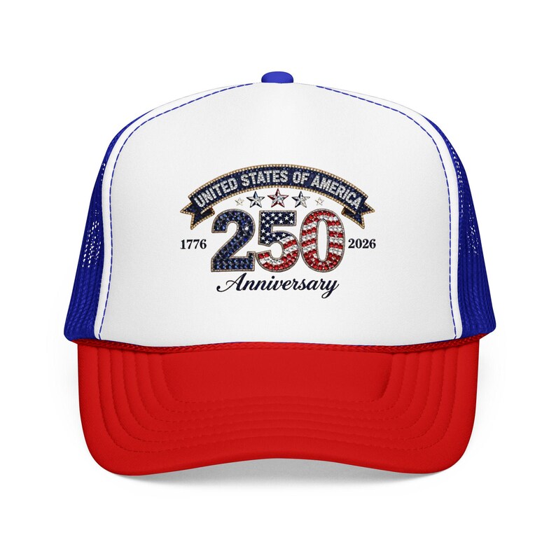 Casquette trucker 250e 250e anniversaire des États-Unis | 1776-2026 Chapeau patriotique en mousse image 3