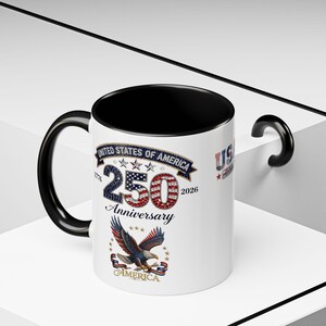 USA 250th Anniversary Eagle Coffee Mug | Patriotic 11oz 15oz Accent Mug image 5