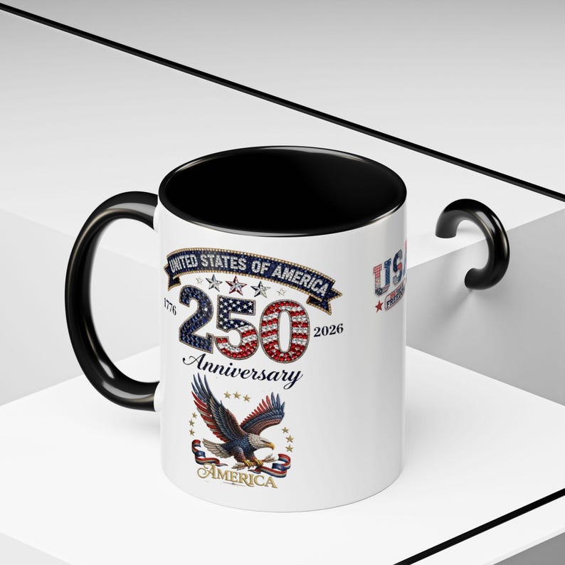 USA 250th Anniversary Eagle Coffee Mug | Patriotic 11oz 15oz Accent Mug image 5